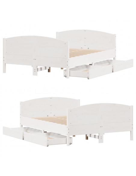 Letto senza Materasso Bianco 120x200 cm Legno Massello di Pino