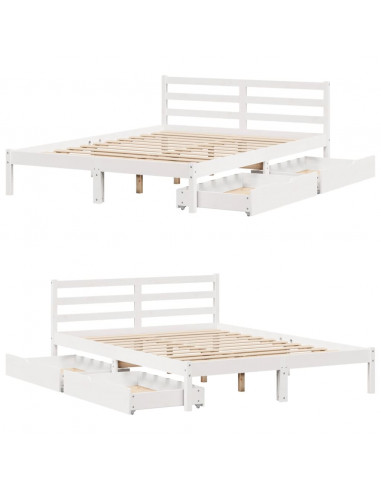 Letto senza Materasso Bianco 120x200 cm Legno Massello di Pino