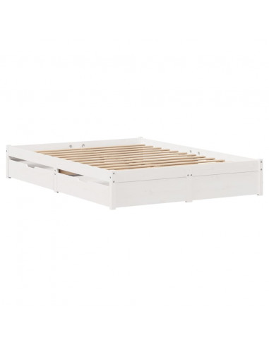 Letto senza Materasso Bianco 120x200 cm Legno Massello di Pino