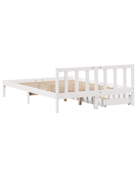 Letto senza Materasso Bianco 120x200 cm Legno Massello di Pino