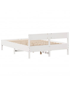 Letto senza Materasso Bianco 120x200 cm Legno Massello di Pino 2