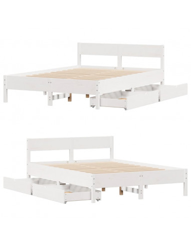 Letto senza Materasso Bianco 120x200 cm Legno Massello di Pino