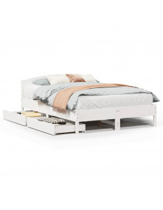 Letto senza Materasso Bianco 120x200 cm Legno Massello di Pino