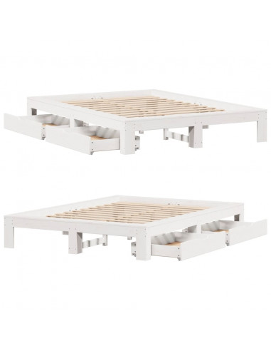 Letto senza Materasso Bianco 140x200 cm Legno Massello di Pino