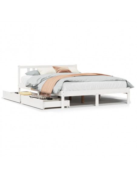 Letto senza Materasso Bianco 140x200 cm Legno Massello di Pino
