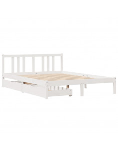 Letto senza Materasso Bianco 140x200 cm Legno Massello di Pino 2