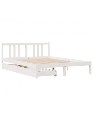 Letto senza Materasso Bianco 140x200 cm Legno Massello di Pino