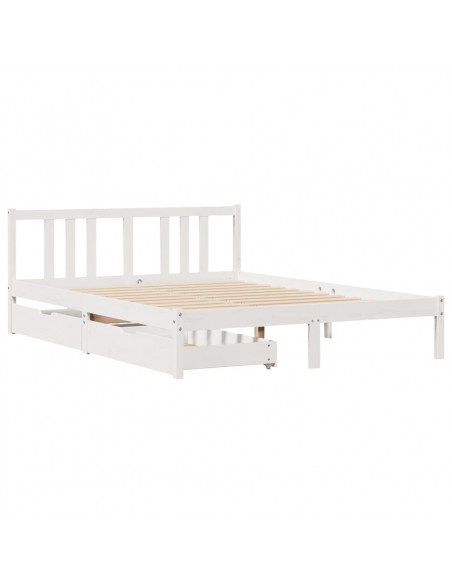 Letto senza Materasso Bianco 140x200 cm Legno Massello di Pino