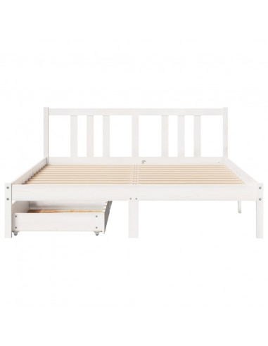 Letto senza Materasso Bianco 140x200 cm Legno Massello di Pino