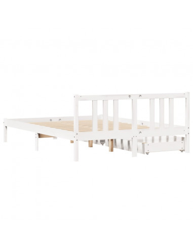 Letto senza Materasso Bianco 140x200 cm Legno Massello di Pino