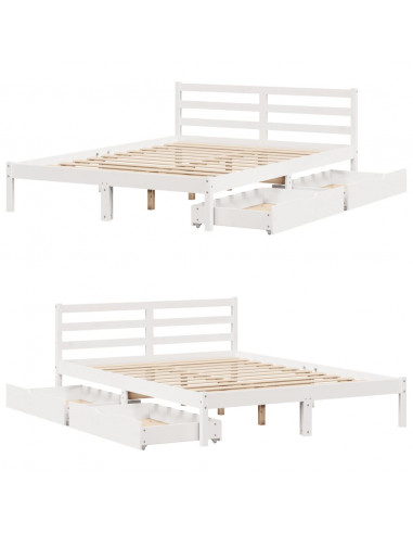 Letto senza Materasso Bianco 140x200 cm Legno Massello di Pino