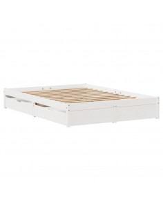 Letto senza Materasso Bianco 140x200 cm Legno Massello di Pino 2