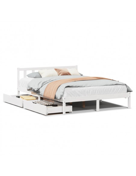 Letto senza Materasso Bianco 140x200 cm Legno Massello di Pino