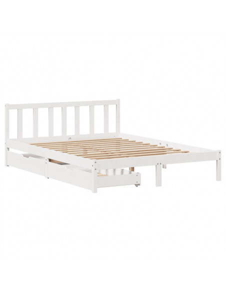 Letto senza Materasso Bianco 140x200 cm Legno Massello di Pino