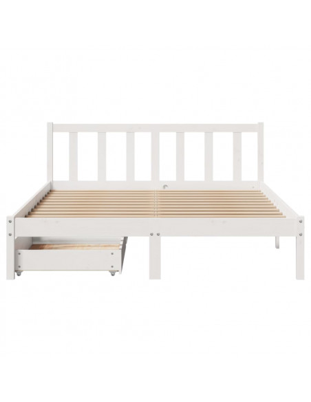 Letto senza Materasso Bianco 140x200 cm Legno Massello di Pino