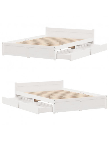 Letto senza Materasso Bianco 140x200 cm Legno Massello di Pino