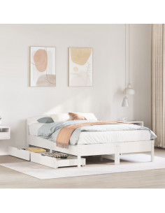 Letto senza Materasso Bianco 140x200 cm Legno Massello di Pino 2