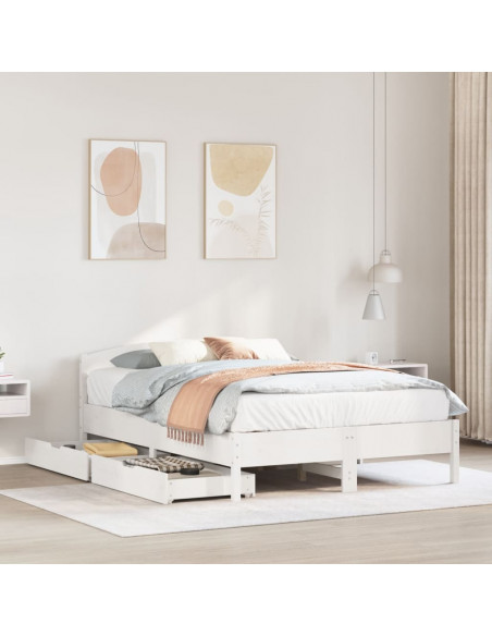 Letto senza Materasso Bianco 140x200 cm Legno Massello di Pino