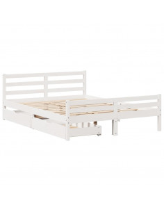 Letto senza Materasso Bianco 140x200 cm Legno Massello di Pino 2
