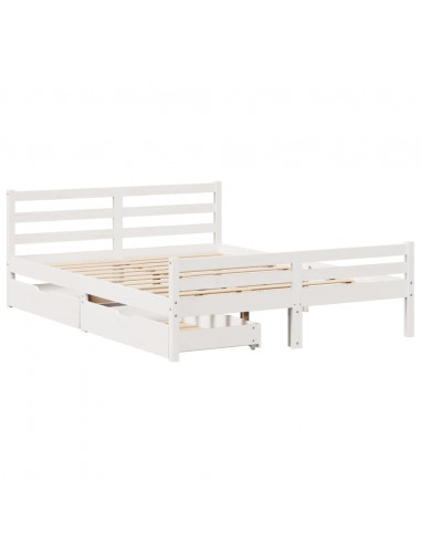 Letto senza Materasso Bianco 140x200 cm Legno Massello di Pino