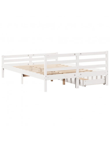 Letto senza Materasso Bianco 140x200 cm Legno Massello di Pino