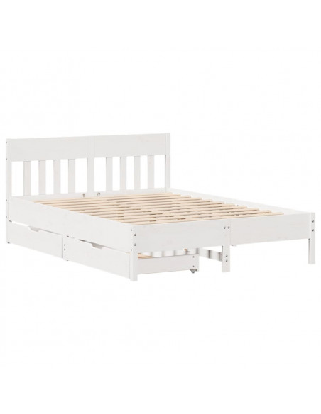 Letto senza Materasso Bianco 140x200 cm Legno Massello di Pino
