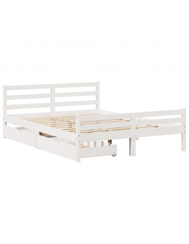 Letto senza Materasso Bianco 150x200 cm Legno Massello di Pino