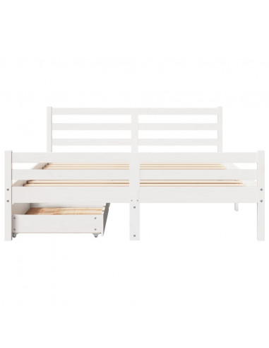 Letto senza Materasso Bianco 150x200 cm Legno Massello di Pino
