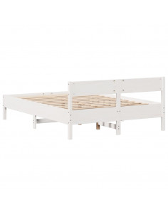Letto senza Materasso Bianco 150x200 cm Legno Massello di Pino 2