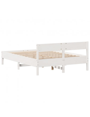 Letto senza Materasso Bianco 150x200 cm Legno Massello di Pino