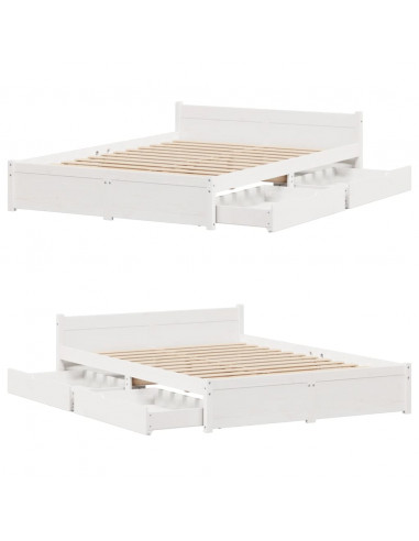 Letto senza Materasso Bianco 150x200 cm Legno Massello di Pino
