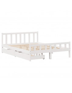 Letto senza Materasso Bianco 150x200 cm Legno Massello di Pino 2