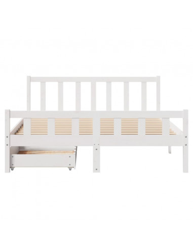 Letto senza Materasso Bianco 150x200 cm Legno Massello di Pino
