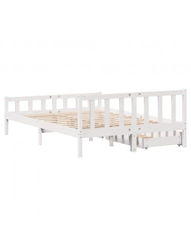 Letto senza Materasso Bianco 150x200 cm Legno Massello di Pino