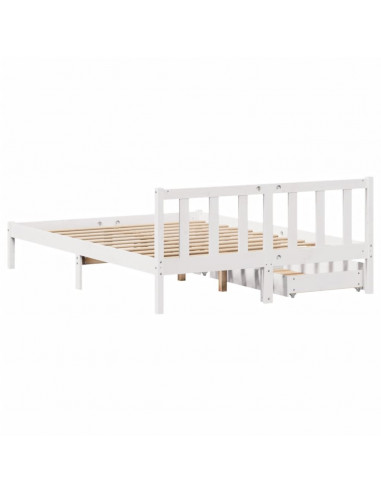 Letto senza Materasso Bianco 150x200 cm Legno Massello di Pino
