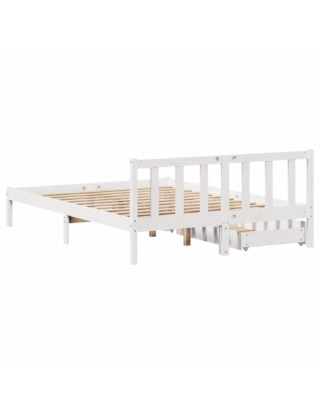 Letto senza Materasso Bianco 150x200 cm Legno Massello di Pino