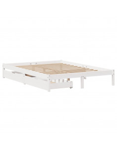 Letto senza Materasso Bianco 150x200 cm Legno Massello di Pino 2
