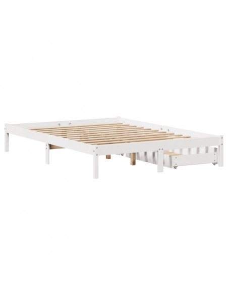 Letto senza Materasso Bianco 150x200 cm Legno Massello di Pino