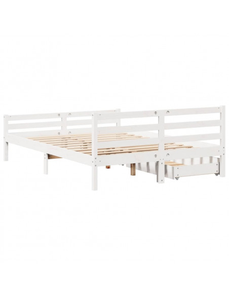 Letto senza Materasso Bianco 160x200 cm Legno Massello di Pino