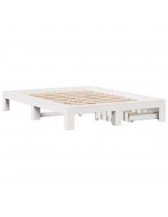 Letto senza Materasso Bianco 160x200 cm Legno Massello di Pino 2