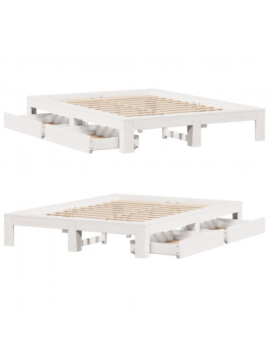 Letto senza Materasso Bianco 160x200 cm Legno Massello di Pino
