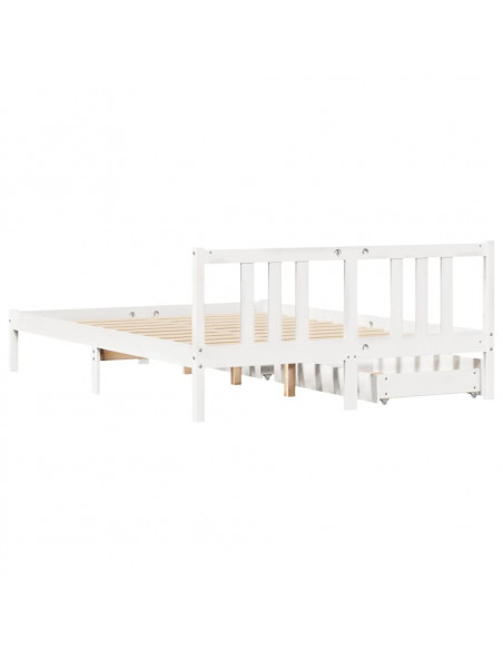 Letto senza Materasso Bianco 160x200 cm Legno Massello di Pino