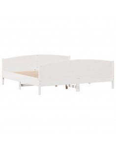 Letto senza Materasso Bianco 160x200 cm Legno Massello di Pino 2