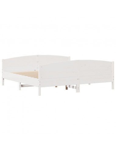 Letto senza Materasso Bianco 160x200 cm Legno Massello di Pino