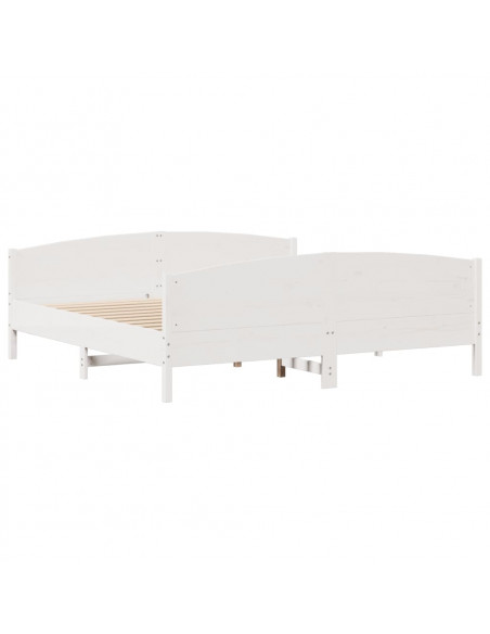 Letto senza Materasso Bianco 160x200 cm Legno Massello di Pino