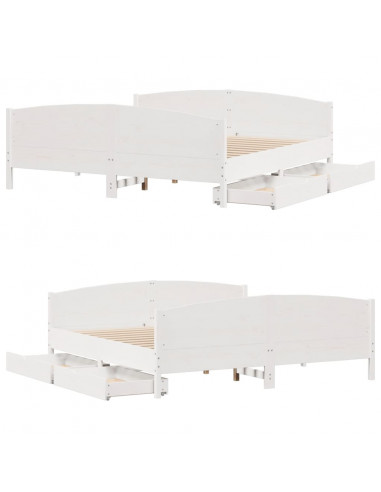 Letto senza Materasso Bianco 160x200 cm Legno Massello di Pino