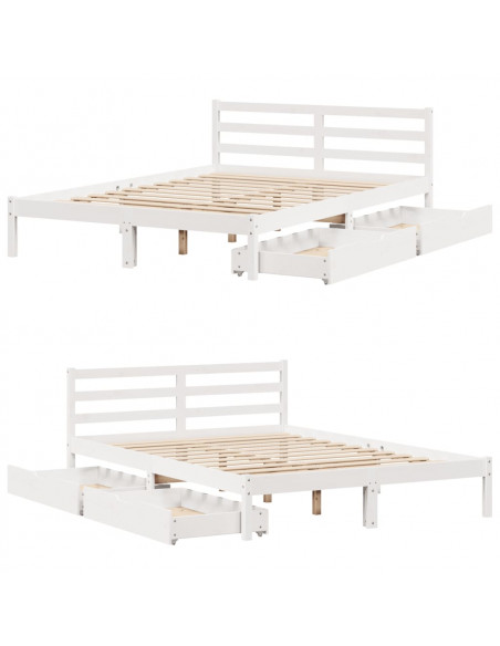 Letto senza Materasso Bianco 160x200 cm Legno Massello di Pino