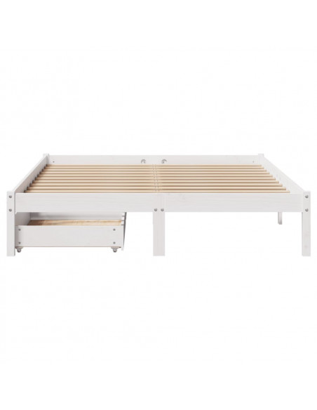 Letto senza Materasso Bianco 160x200 cm Legno Massello di Pino