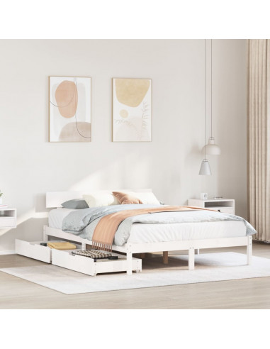 Letto senza Materasso Bianco 160x200 cm Legno Massello di Pino