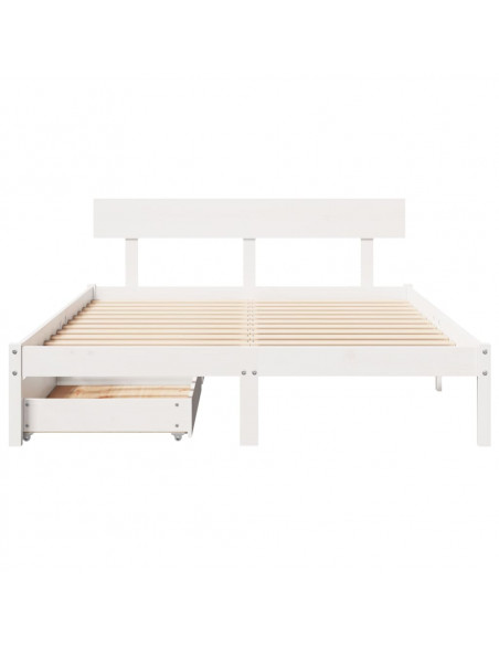 Letto senza Materasso Bianco 160x200 cm Legno Massello di Pino
